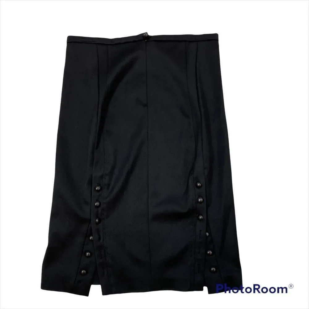 Unbranded Black Vintage‎ Pencil Skirt Back Button Panel Size Small